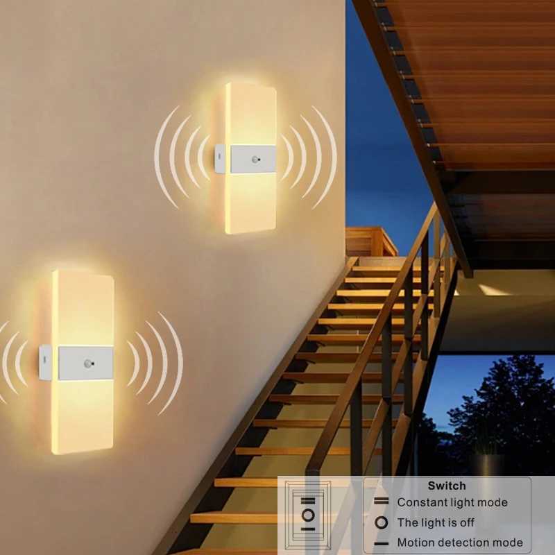 USB Recharge Wall Lamp Touch Motion Sensor Switch Indoor Acrylic Night Lights Bedroom Bedside Wall Sconce Nordic LED Wall Light M251126