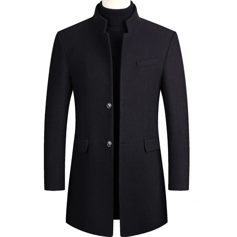 Winter Men Cashmere Woolen Blends Slim Trench Coats Long Warm Jackets High Quality Male Business Casual Size 4X 251125