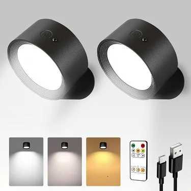 LED Wall Sconces Light Touch Control Double Head Wall Lamp 360 Rotatable 3Colors Wall Lights Wireless Night Lights For Bedroom M251126