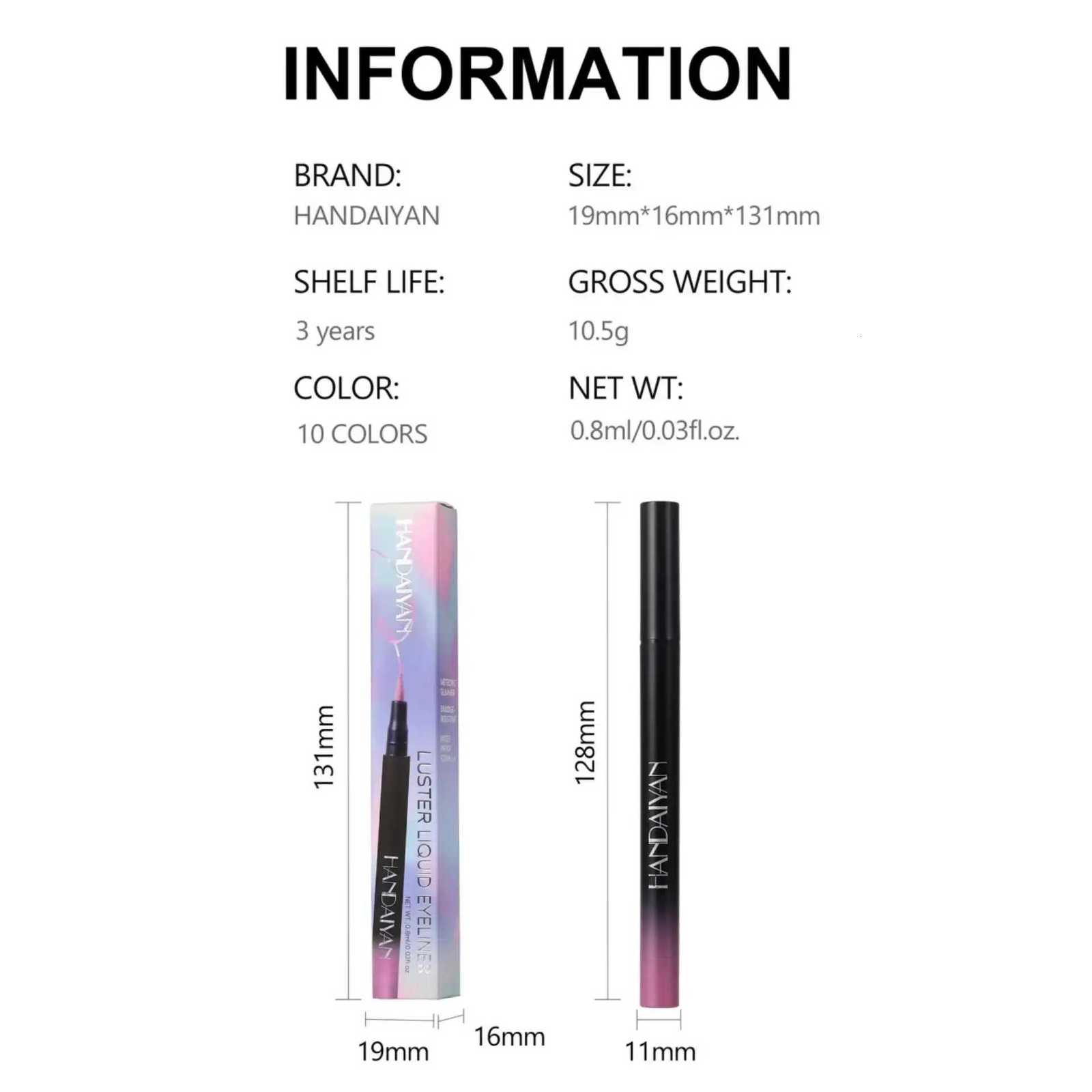 Metallic Shimmer Liquid Eyeliner Waterproof Smudge Proof Vibrant Glitter Pink Blue Purple Long Wear Eye Makeup PencilT251126
