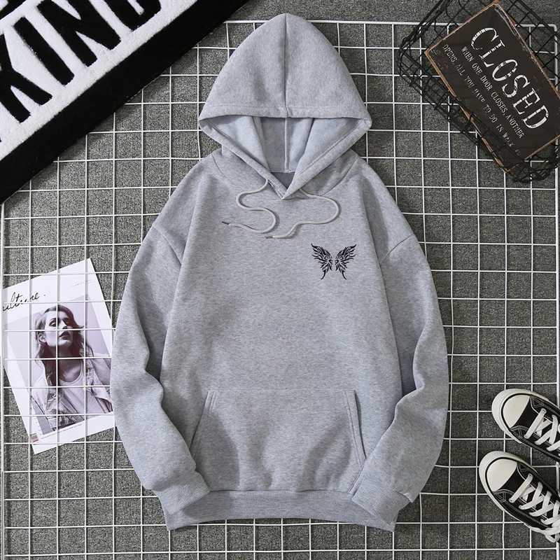 In The Future Dark Black Butterfly Creative Design Hoodie For Male Hip Hop Fleece Hoody All-Match Fashion Streetwear Pocket Tops J251136
