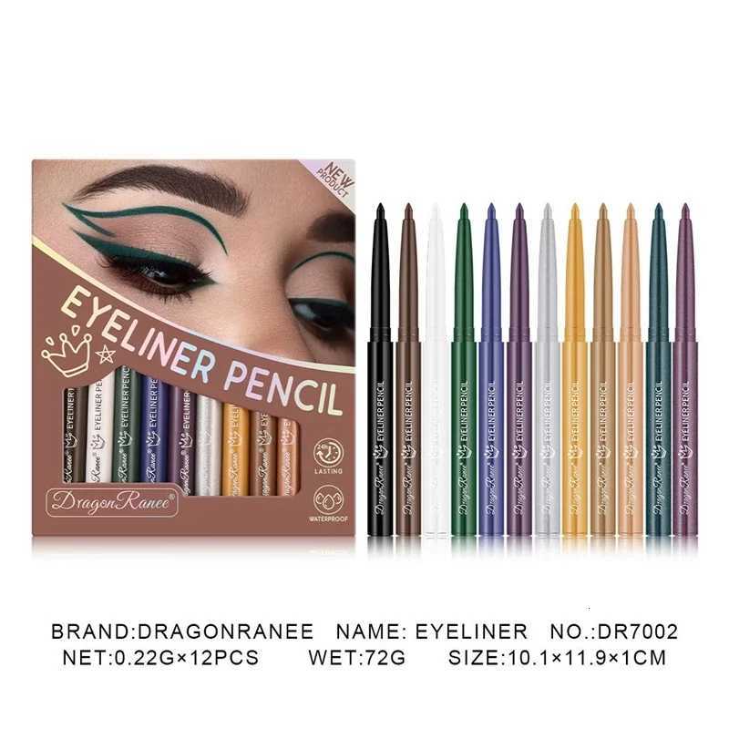12pcs/box Black Gold Eyeliner Pencil Set Long-Lasting Waterproof Pigment Green Purple Eye Liner Pen Women Colorful Eye CosmeticsT251126