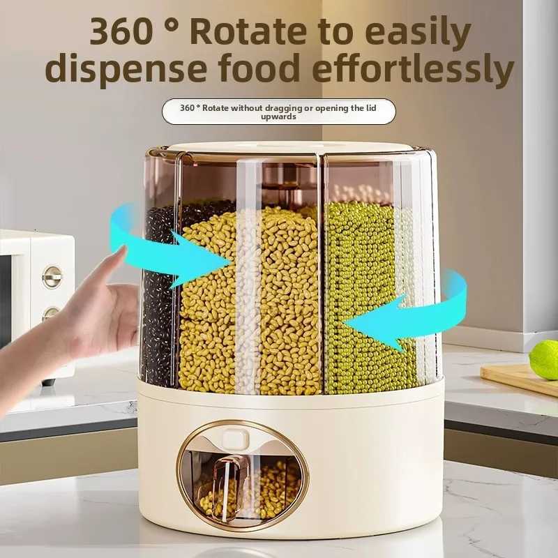 Household Food-Grade Rotating Compartment Storage Box - For Grains/Rice Bucket Jar Insect-Proof Moisture-Proof Y251126