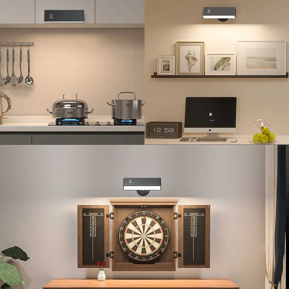 Rechargeable Wall Sconces with Remote 3 Color Temperatures Rotatable LED Wall Bedside Lamp Portable Reading Light Mirror Lamp M251126