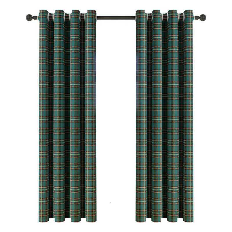 Curtain Christmas 1PC Cross-border New Christmas American Retro Blackout Red Green Plaid Holiday New Year Curtains Finished Products Y251126