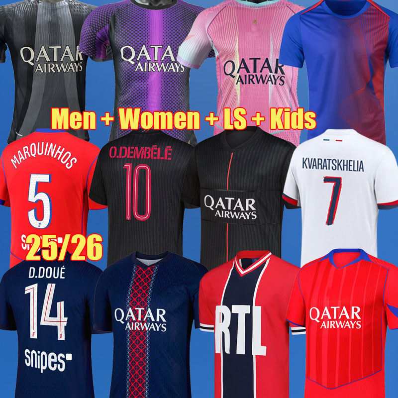 25 26 4XL Maillots O DEMBELE Final PSGES 4th BARCOLA VITINHA MAYULU Soccer jerseys G.RAMOS FABIAN Maillots de football 2025 2026 MARQUINHOS men kids uniforms