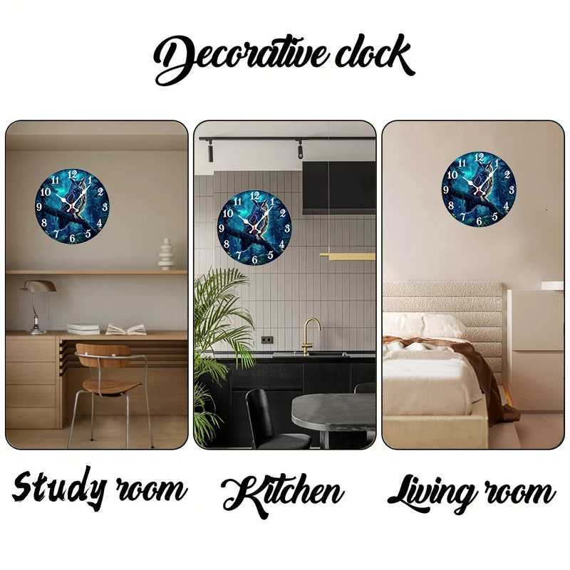 Mystical Forest Owl Wooden Round Silent Hanging Wall Clock Suitable For Living Room OfficeStudy RoomBedroom Home Decoration C251126