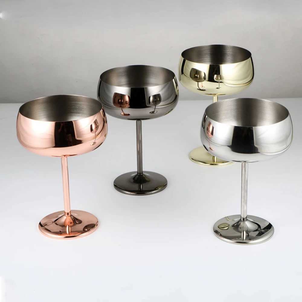 6pcs 450ml Stainless Steel Margarita Glasses Cocktail Champagne Coupe Glasses C251126