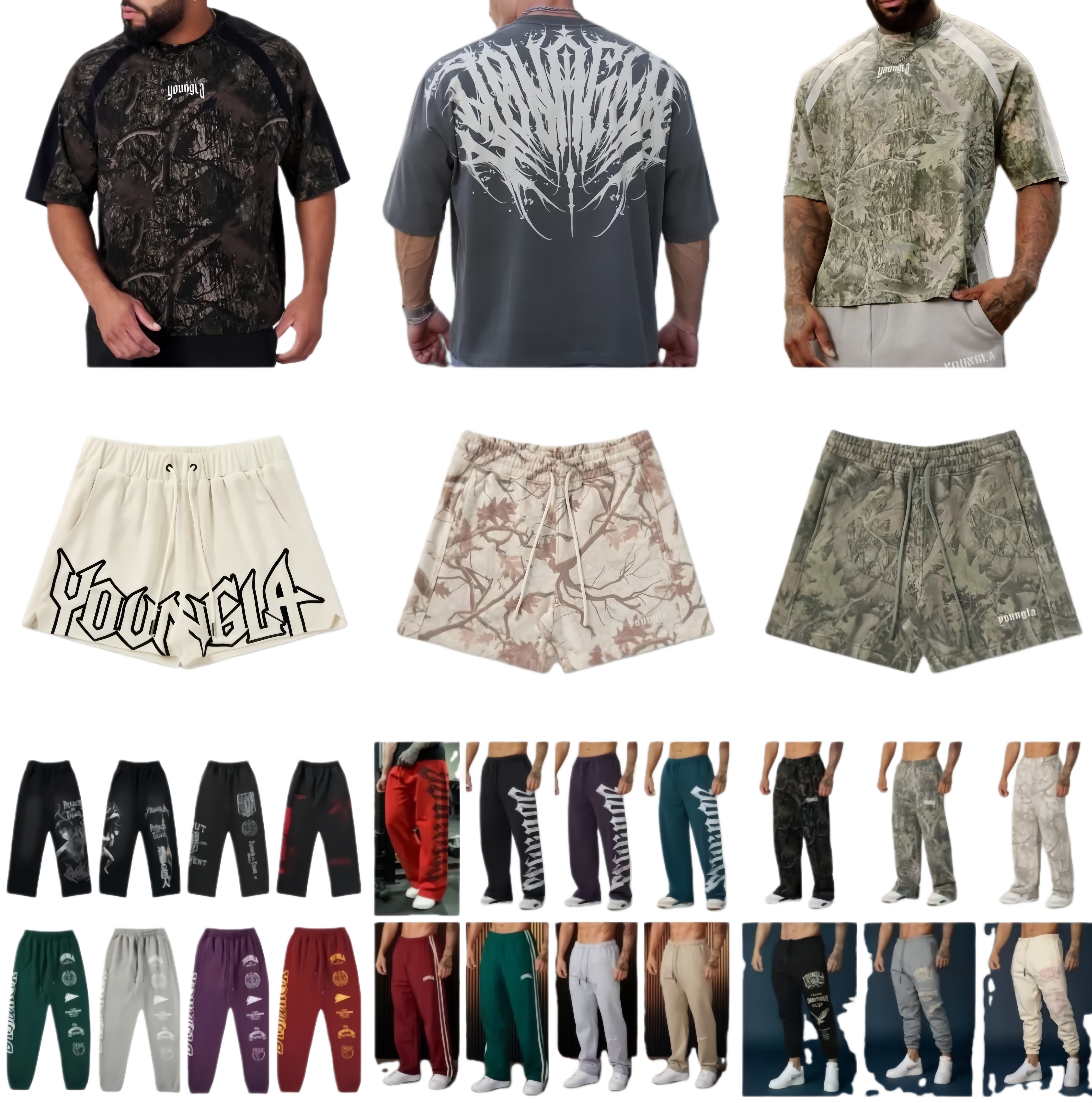 Men's Pants Mens Jeans YOUNG LA American fashion brand high street sweatpants Jogger gym sports fitness casual straight leg slacks Mens Sweatpants