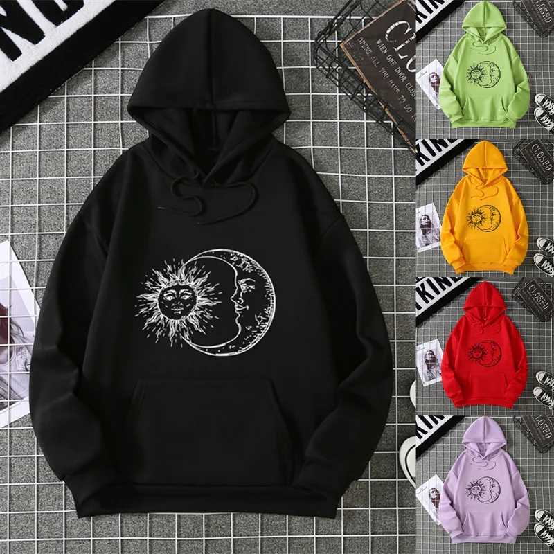 Womens Sun And Moon Patterned Sports Shirt Long Sleeved Pullover Top With Black Mushroom Print Pattern Clothing Fashion Trend J251136