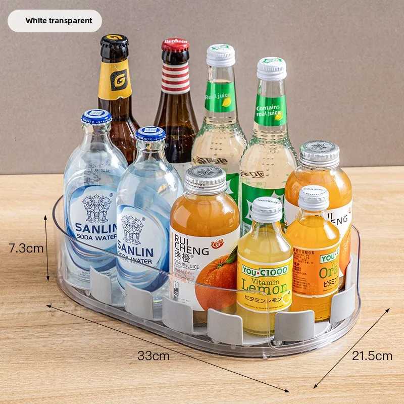 Refrigerator beverage organization kitchen bottle storage rack can turntable seasoning box bottle Y251126