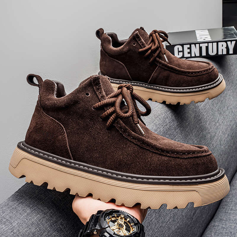 Free shipping designer new Autumn Winter High Top 2025 New Suede Thick Sole Sneakers Fashion Trendy Men's Versatile Sports Casual Shoes without b