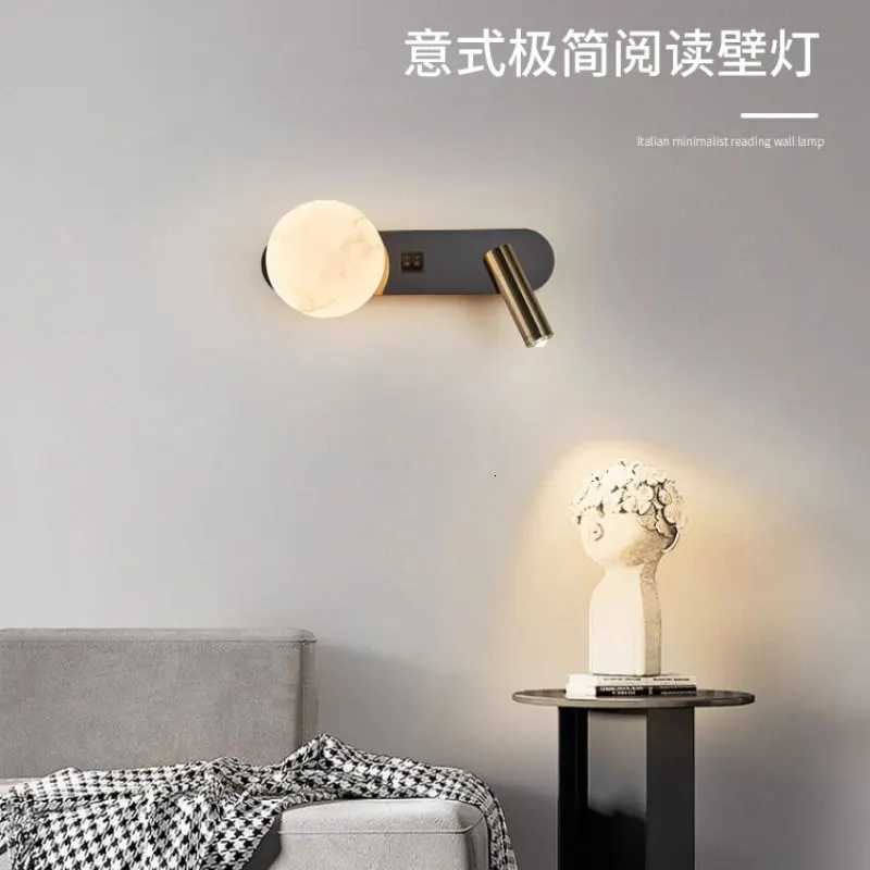 Wall lamp Nordic modern black and white minimalist living room sofa background wall decorative lamp light luxury bedroom bedside M251126