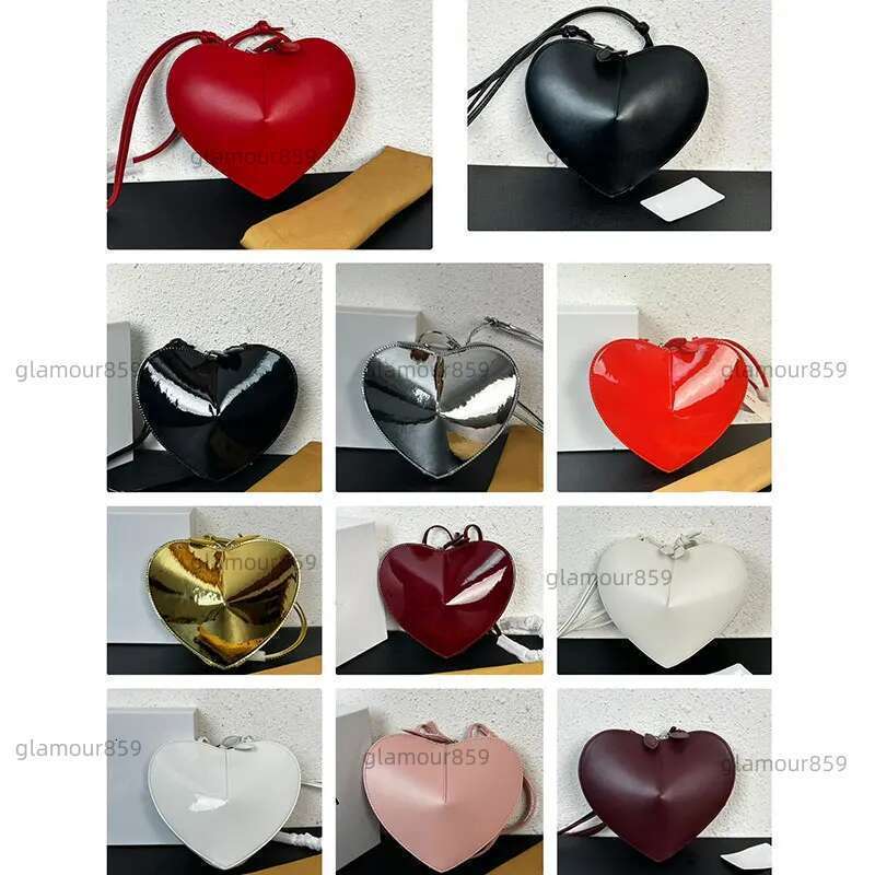 DHwanglijia Love Heart Shaped designer bag Bag High Quality Leather Shiny Red Bury Purse Fashion Shoulder Crossbody Ladies Marry Party Wallet
