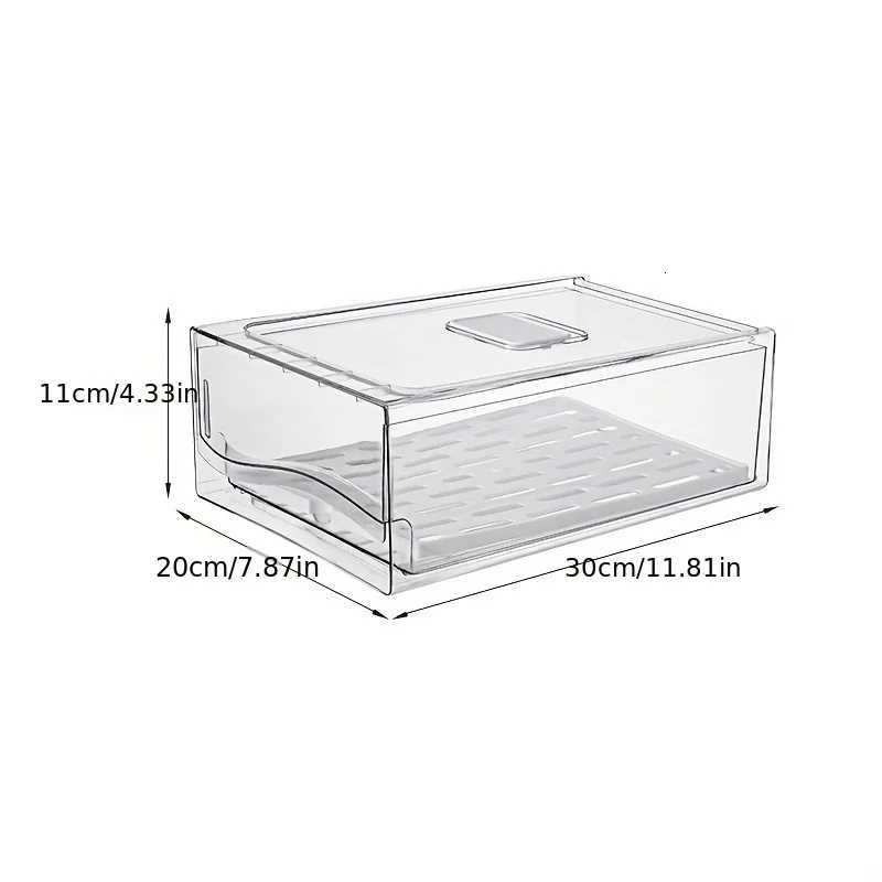 1pcKitchen refrigerator storage box drawer type fresh-keeping box eggs and meat food frozen finishing storage box Y251126