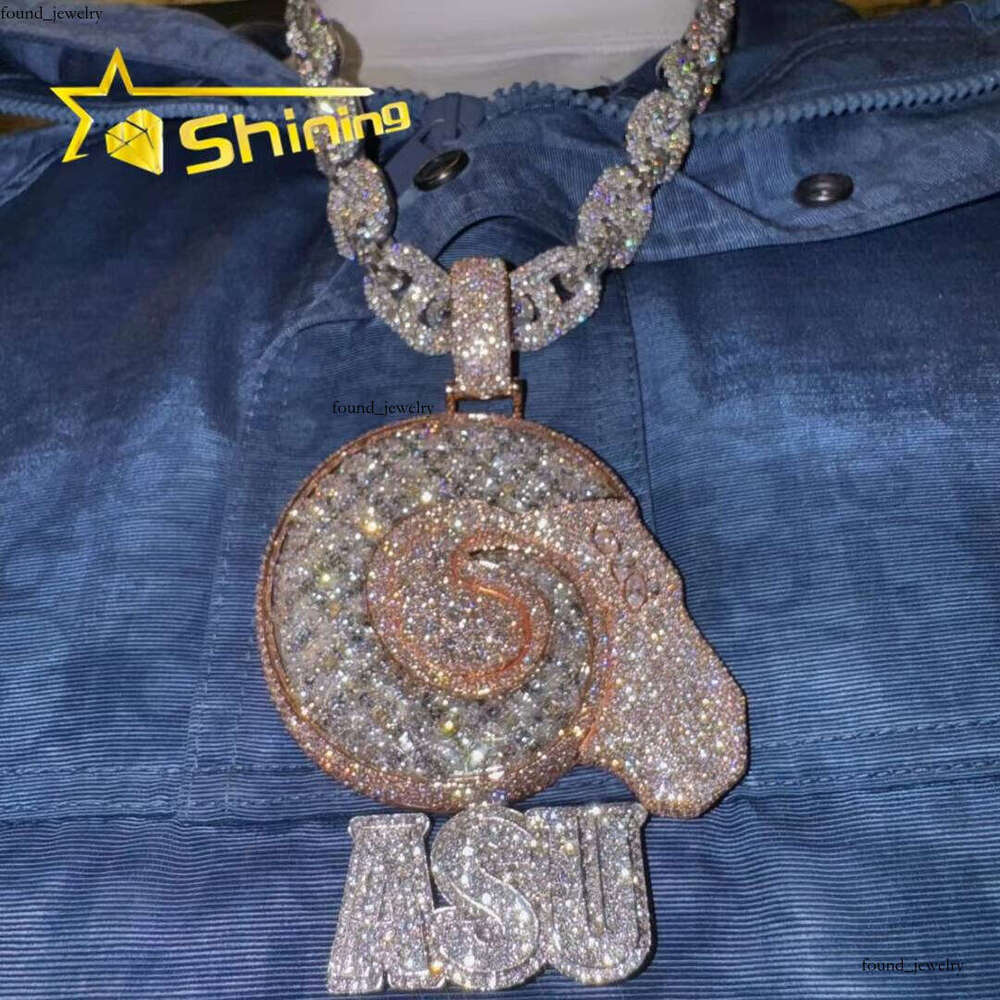 Ice out VVS Moissanite Hip-Hop Accessories Men's Pure Sier Gold-Plated Letter Silicone Stone Iced Pendant