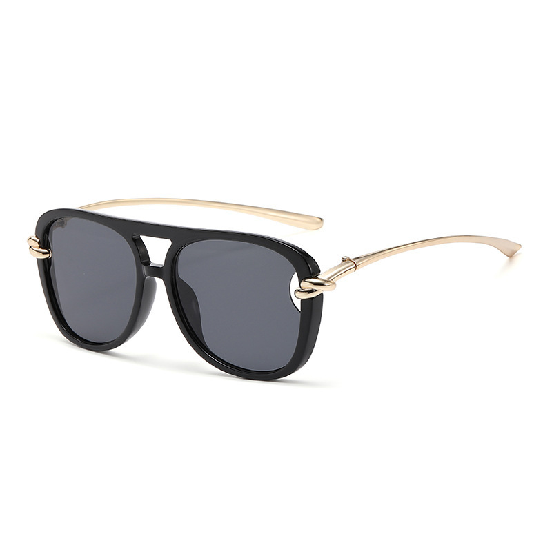 New European & American Style Fashionable Double-Bridge Sunglasses Unisex Metal UV Protection Trendy Street Style Sunglasses