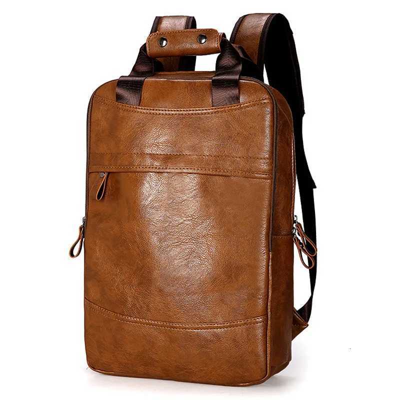 Vintage Waterproof Backpack Men Luxury College School Bags Casual PU Leather Backpacks Travel Retro 156 Inch Laptop Bag For Men K251126