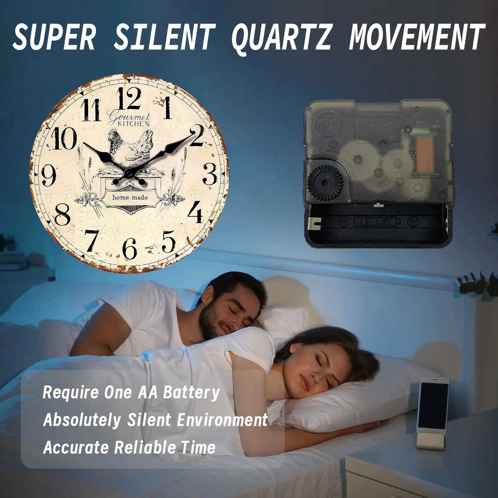 1pc round wooden wall clock a vintage old hen design wall clock home mute clock for living room bedroom room decoration cla C251126