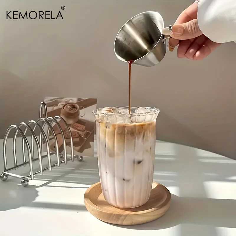 4/6PCS Vertical Stripes Latte Coffee Cup Transparent Cocktail Glasses Vertical Grain Glass Water Cup Juice Cup IceCoffee Whiskey C251126