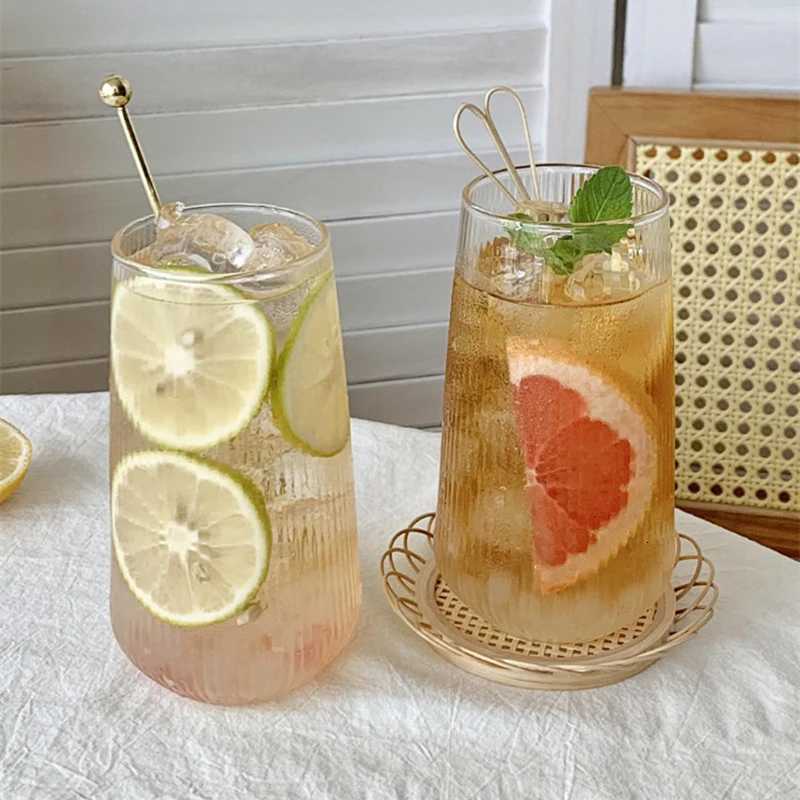 500ml Heat-Resistant Rib Coffee Glass Water Cups Vertical Stripes Milk Tea Mug For Drinking Beer Wine Juice For Home Bar Party C251126