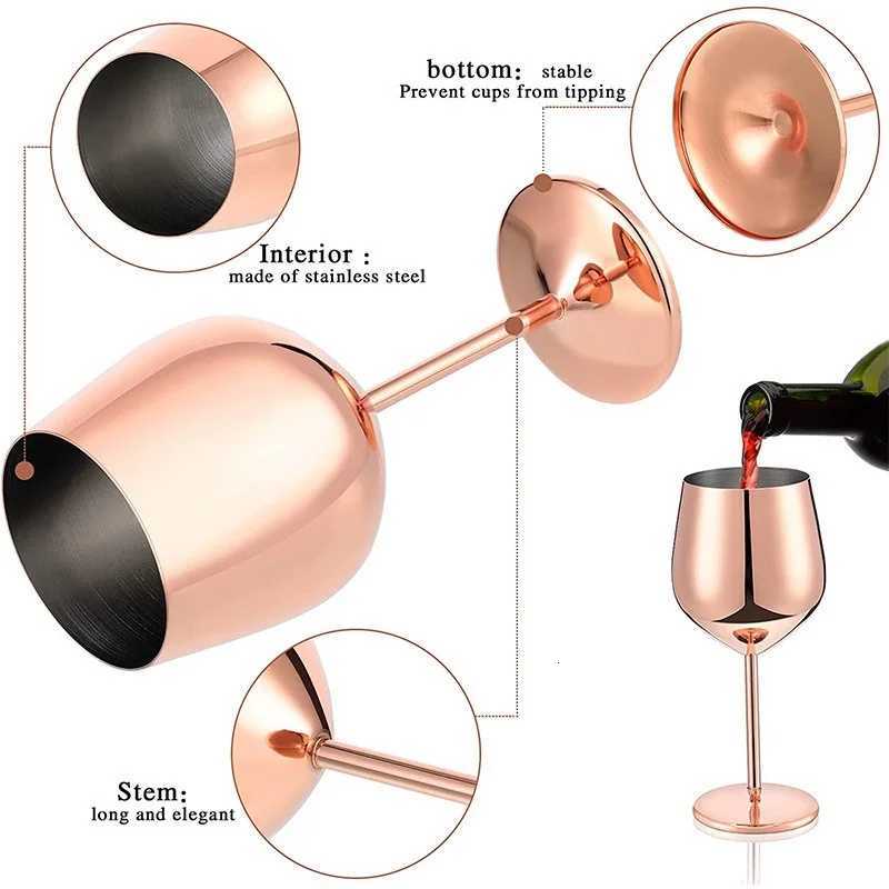 JUSTINLAU 500ML Stainless Steel Red Wine Cocktail Cup Unbreakable Metal Tall Champagne Glass KTV Bar Goblet European Wine Glass C251126