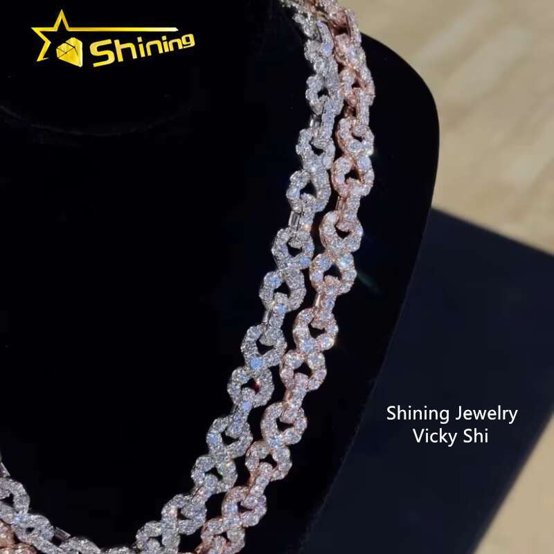 Psaa Diamond Tester Hip Hop Iced Out 13MM Infinity Link 925 Silver VVS Moissanite Cuban Link Chain Necklace