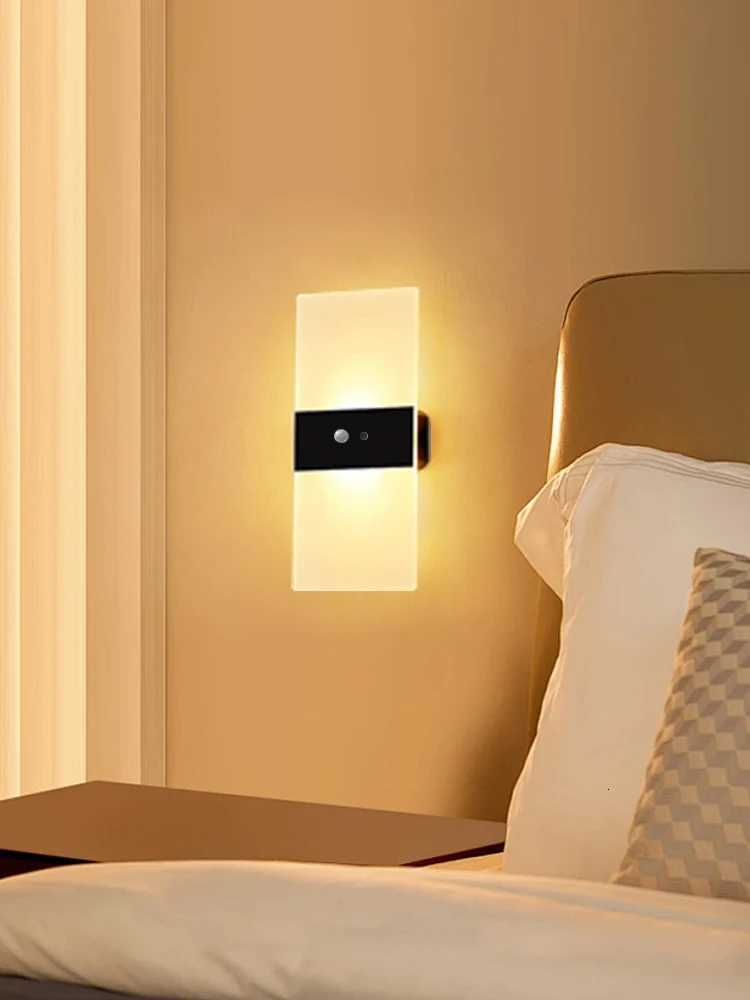 USB Recharge Wall Lamp Touch Motion Sensor Switch Indoor Acrylic Night Lights Bedroom Bedside Wall Sconce Nordic LED Wall Light M251126