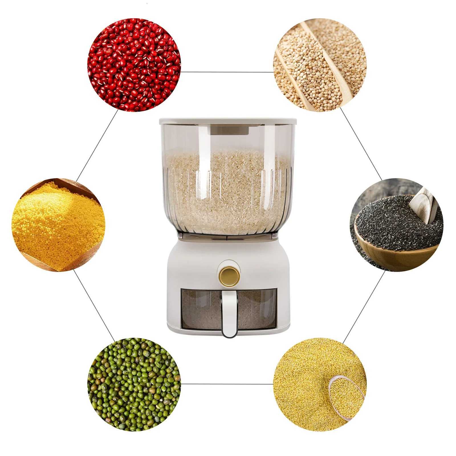 22Lbs Rice DispenserLarge Sealed Grain Storage Container with Rice Cup Food Dispenser Kitchen Organizer for Rice Beans Grains Y251126