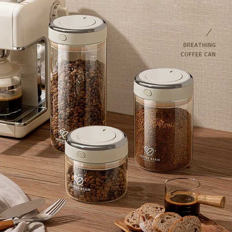 Vacuum Sealed Coffee Beans Waking Bean Valve Storage Food Storage Jars Moisture-Proof Airtight Container for Grain Snack Sugar Y251126
