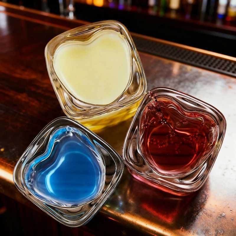 2pcs 45ml Glass Cups Love Shaped Cocktail Glass Creative Wine Glasses Bar Transparent Drinking Glasses Personzed Shot Glass C251126