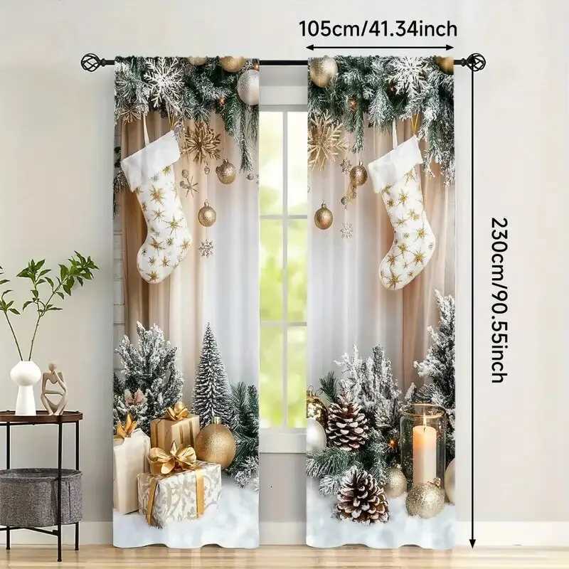 Curtain Christmas Christmas gift printed curtains Christmas decorations bedroom and living room home decoration room decoration Y251126