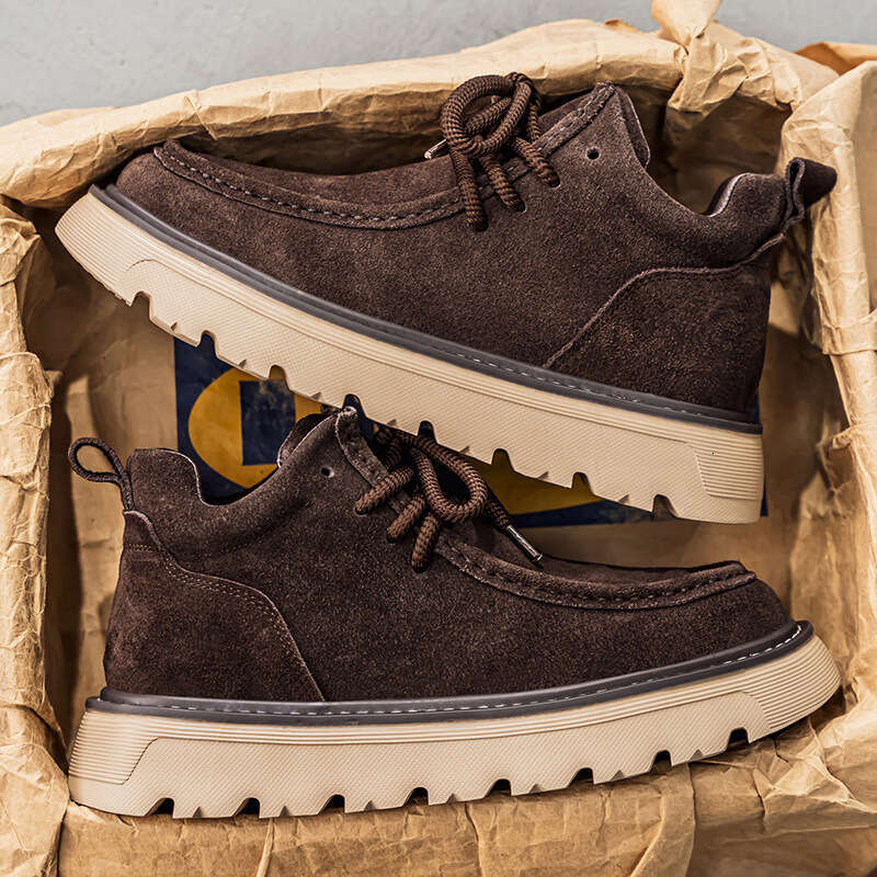 Free shipping designer new Autumn Winter High Top 2025 New Suede Thick Sole Sneakers Fashion Trendy Men's Versatile Sports Casual Shoes without b