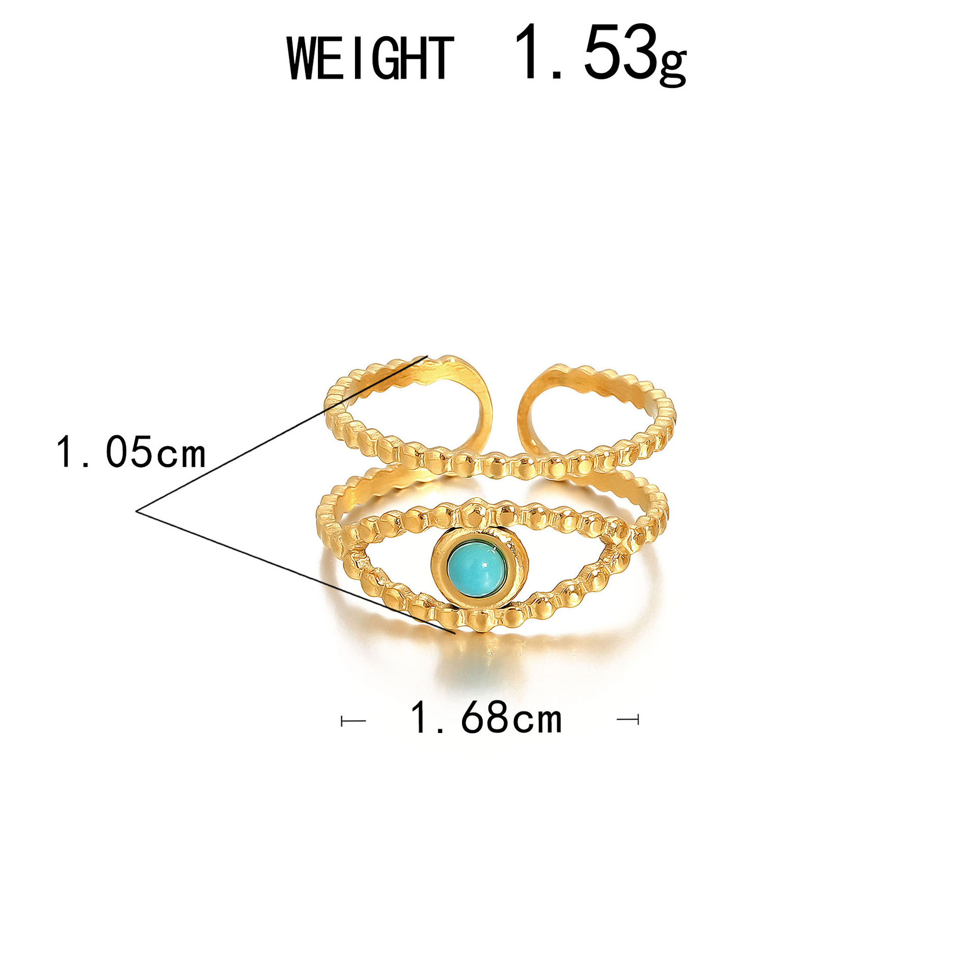 New Ladies Ring 18K Gold Plated Turquoise Heart Eye Openable Jewelry High quality gold designer diamond ring rings designer for women engagement men l - view 7