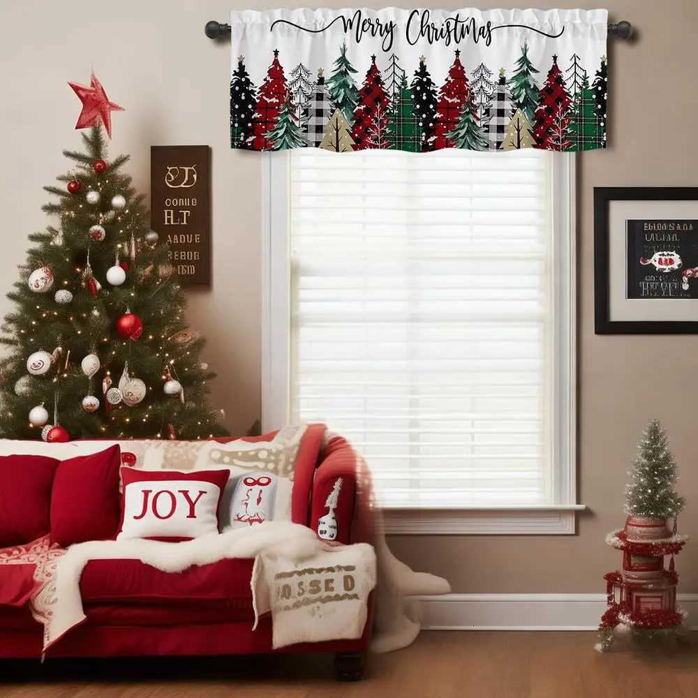 Christmas Christmas Valances for Kitchen Windows Farmhouse Valance Curtain Rod Pocket Window Treatment Valance for Kitchen Living Room Y251126