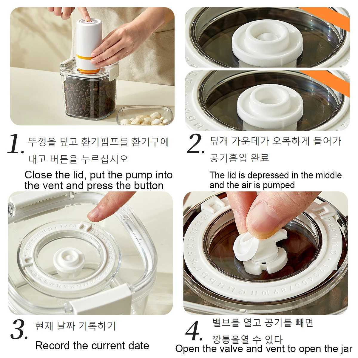 1pc Vacuum Sealed Tank Coffee Beans Vacuum Jar Kitchen Cereals Storage Box Airtight Container Moisture-Proof Sealed Canister Y251126