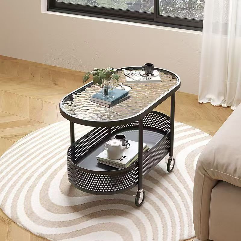 M11263 Simple storage shelf, sofa side table, oval side table, living room trolley
