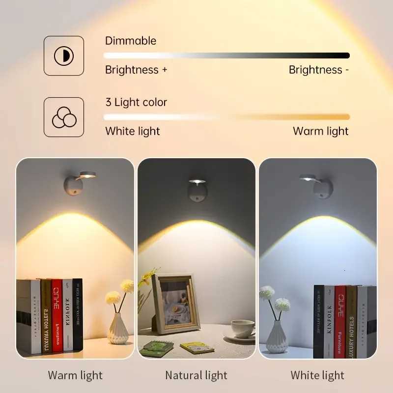 USB Rechargeable LED Wall Light with Motion Sensor Adjustable Brightness 3 Color Options Timer Infrared Control for Home Decor M251126