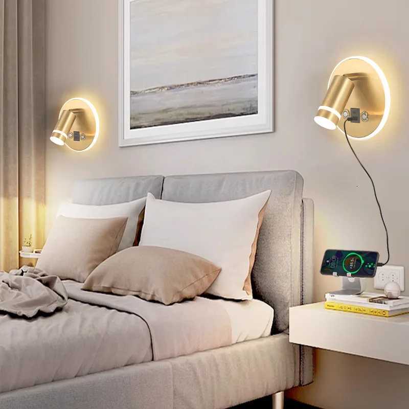 Modern Hotel Reading Wall Lamp USB Interface Dimmable LED Sconce Light With Switches Metal Body And Acrylic Lampshade Decor Lamp M251126