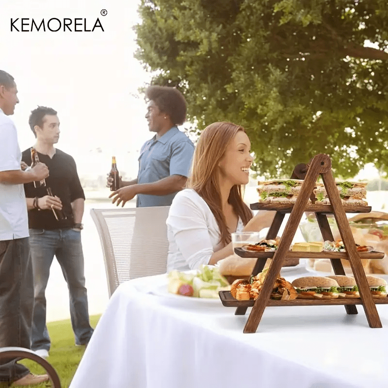 Wooden dessert table display rack cold meal tea break table tableware high footed cake fruit plate solid wood tray