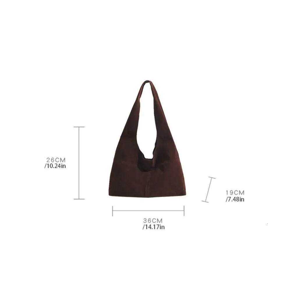 Casual Handbag Suede Shoulder Bag Brown Solid Color Hobo Bag Korean Style Fashion Ladies Tote Bag Streetwear 251124