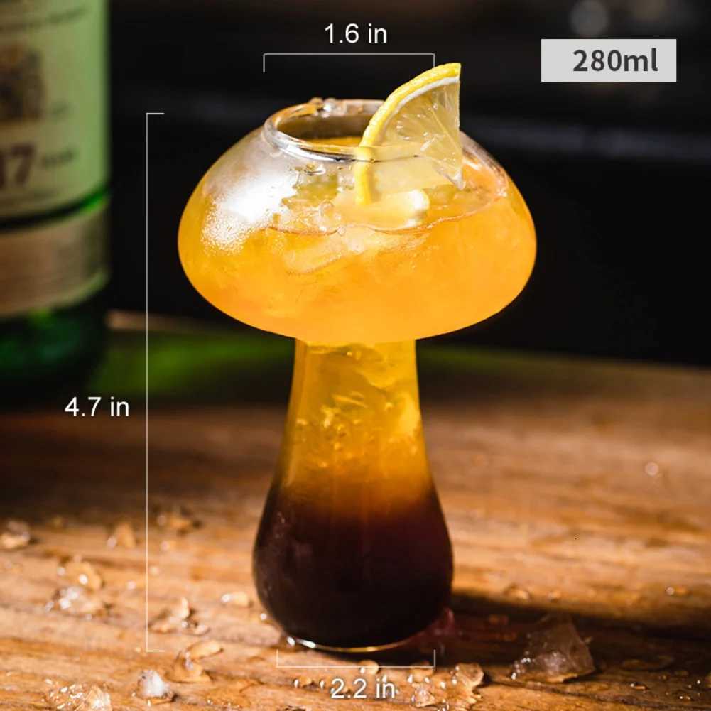 280ml Cute Mushroom Cocktail Glass Cup Clear Wine Glasses Cup Coffee Cups Drinkware Bar KTV Thickened Glass Cup Juice Cup C251126