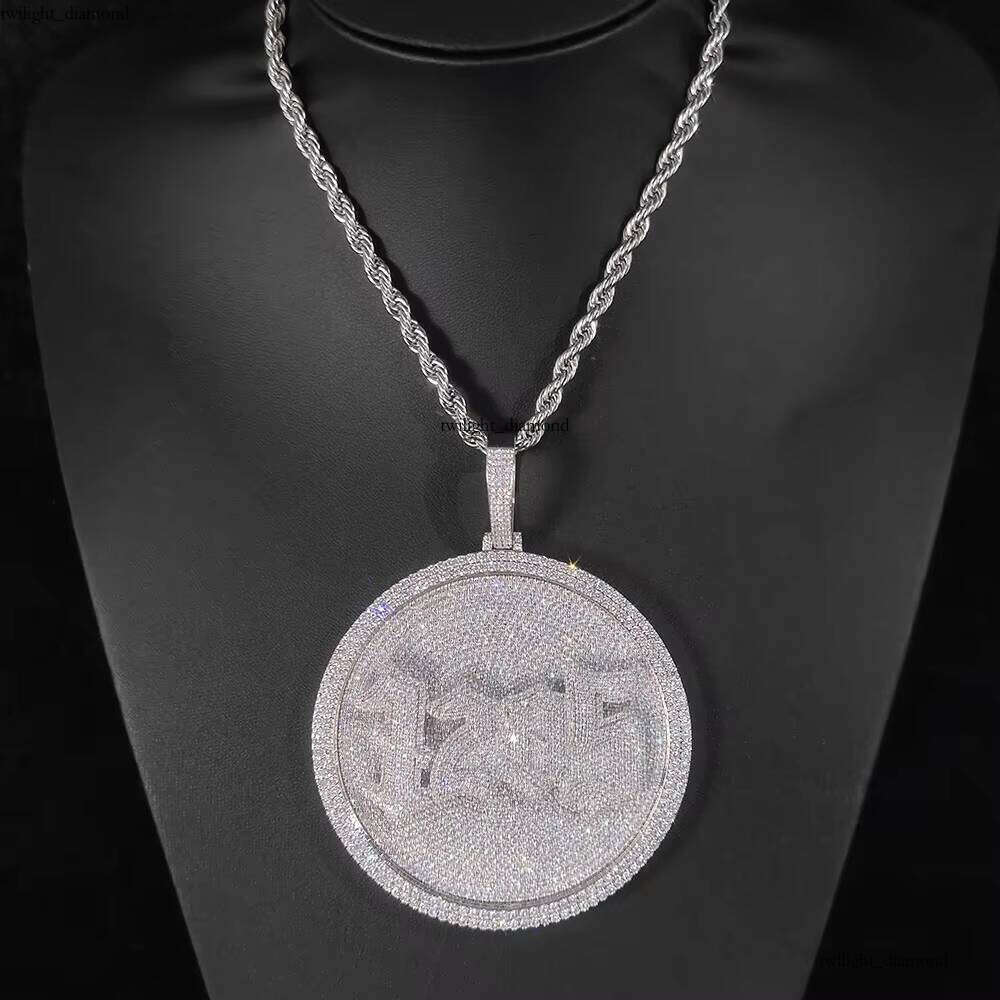 Ice out VVS Moissanite Noah Round Fine Jewelry Sier Plated Rotating Letter Iced Pendant Gift