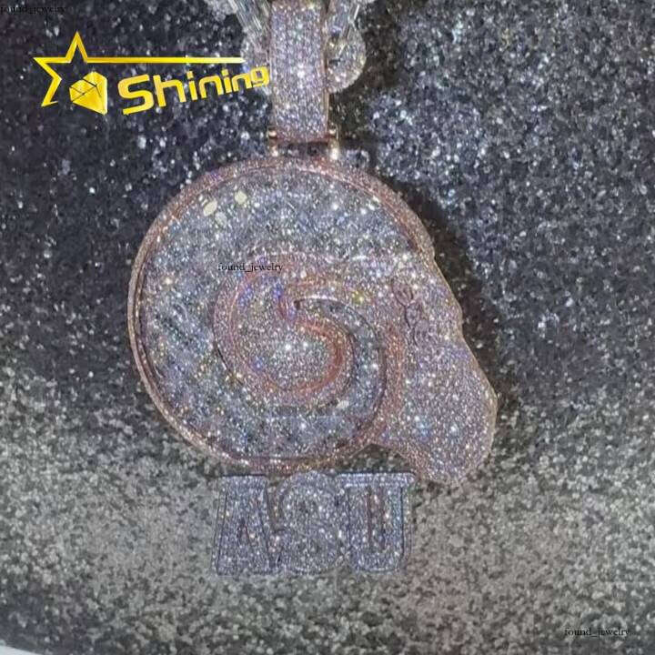 Ice out VVS Moissanite Hip-Hop Accessories Men's Pure Sier Gold-Plated Letter Silicone Stone Iced Pendant