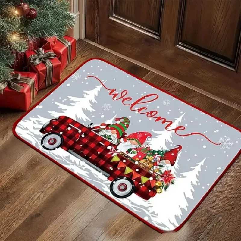 Christmas Decoration Carpet Gingerbread Man Biscuit House Dwarf Printed Rug Porch Entrance Welcome Doormat Christmas GiftsM251126