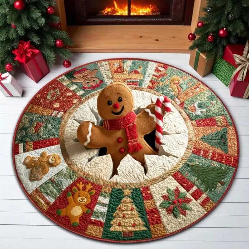 Christmas Gingerbread Man Printed Rug Snowman Christmas Welcome Mat Christmas Home Decor Holiday Indoor Rug Christmas DoormatM251126