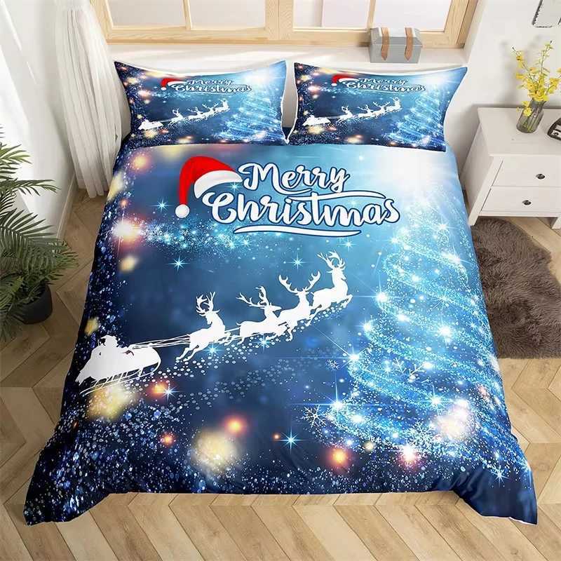 Christmas Christmas Tree Duvet Cover Set Christmas Theme Bedding Set Cartoon Deer Snowman Comforter Cover King Queen For Girls Teens Room Y251126