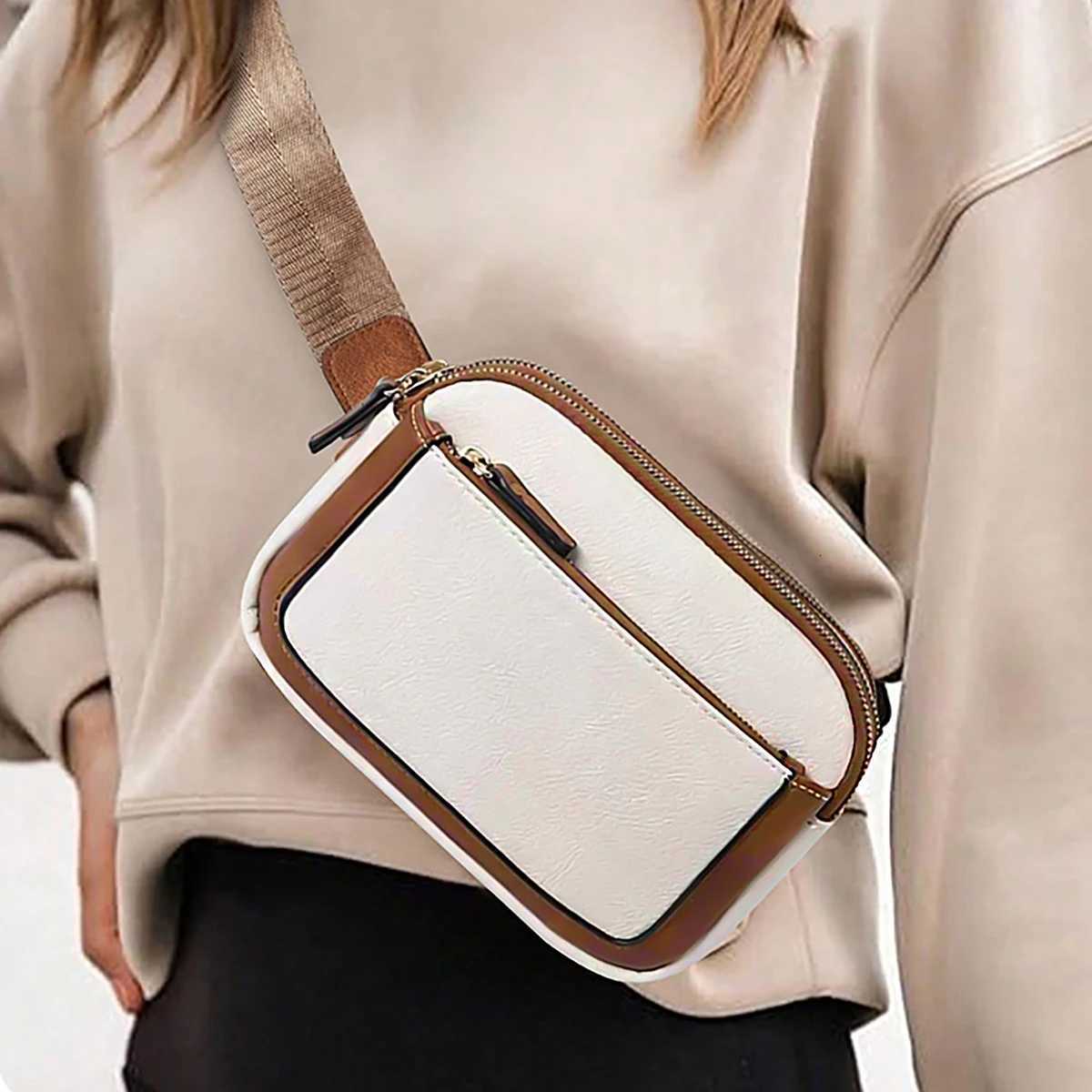 Fashionable outdoor sports waist bag Same gender design PU leather portable Single shoulder mobile phone change chest bagT251126