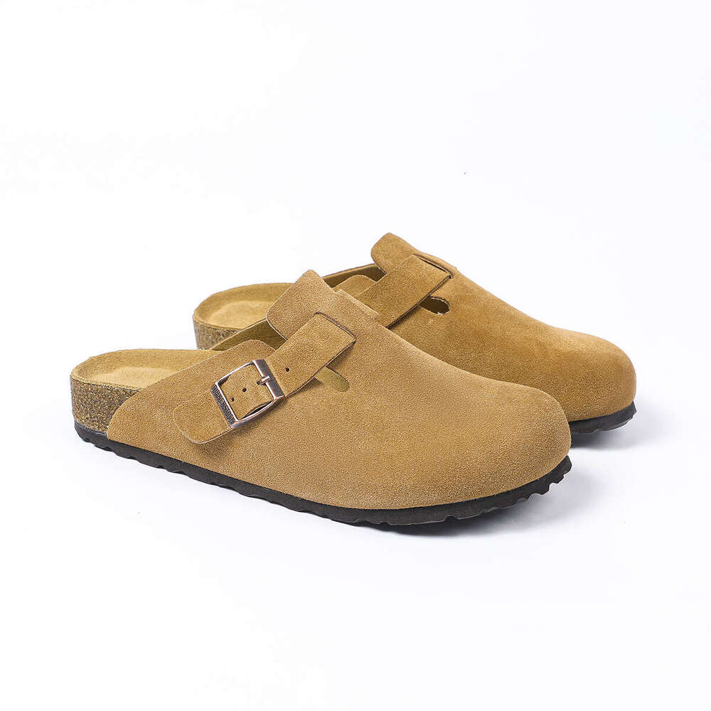 Full cowhide men's and women's outerwear, half dragged cork shoes, toe caps Boken slippers, Boston