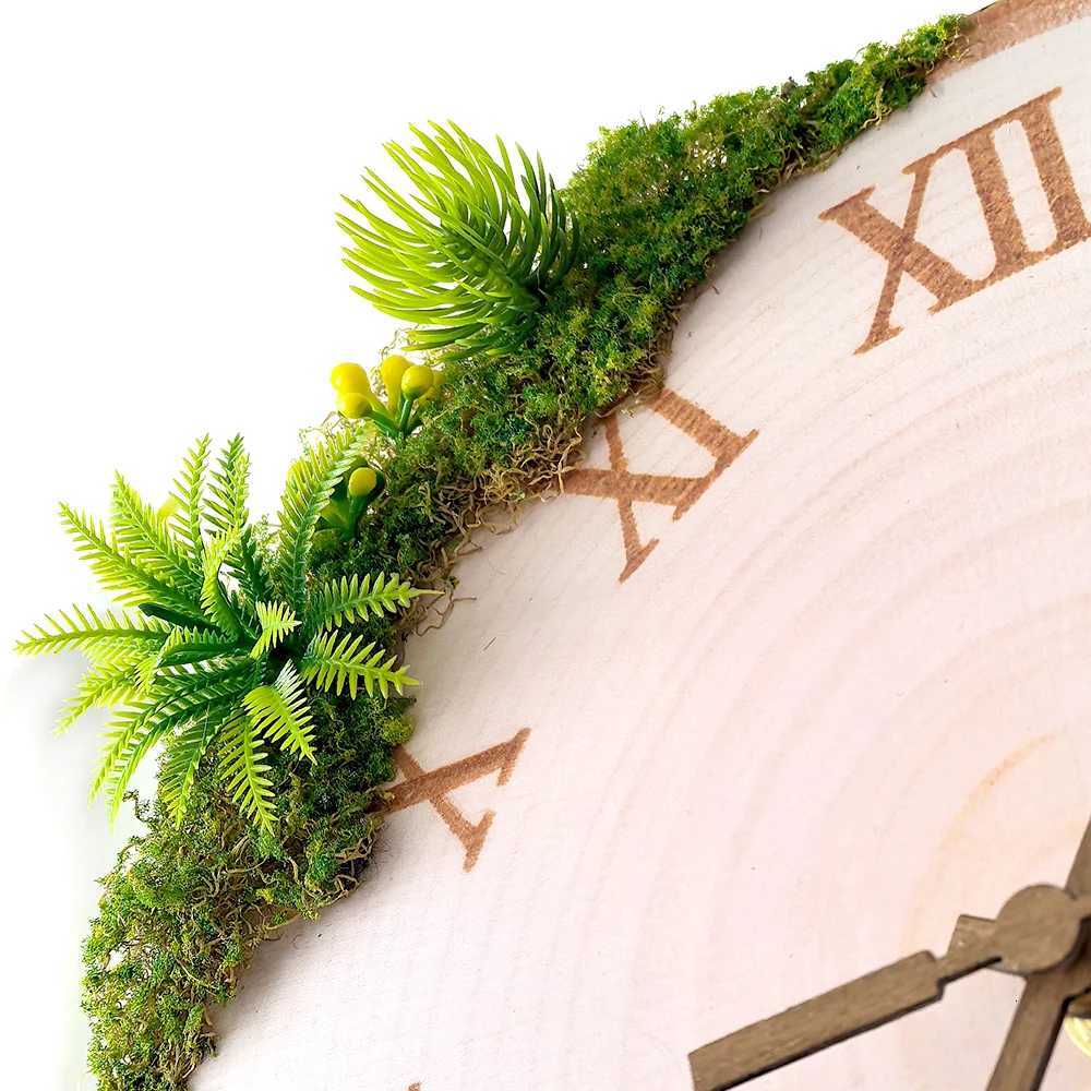 12inch Annual Ring Wall Clock Simulation Plant Moss Decoration Silent Wall Clock Tree Branch Pointer Clock Home Decoratio C251126